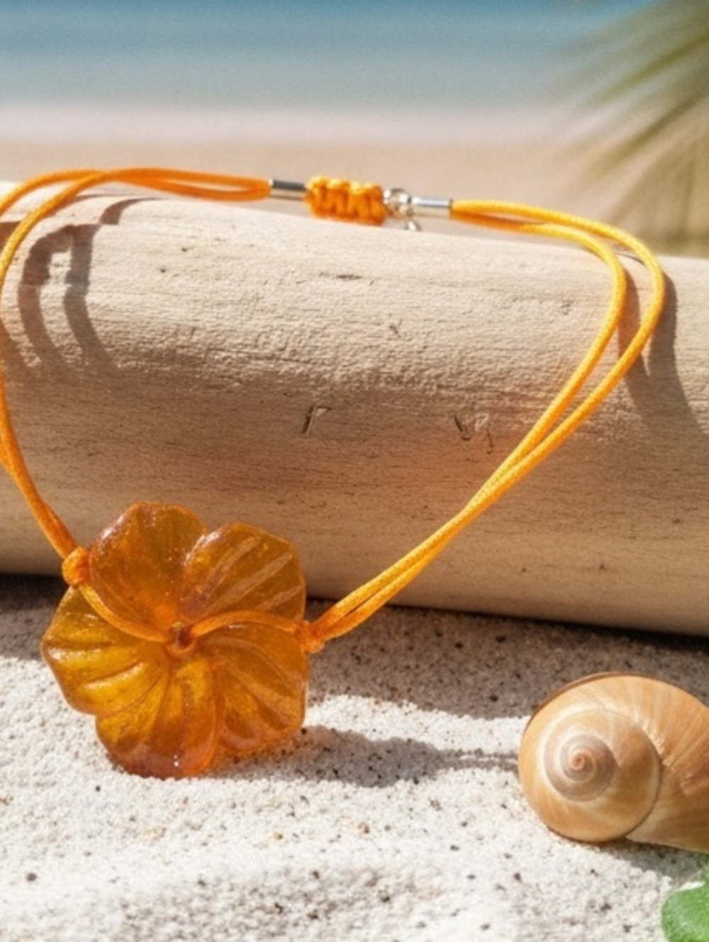 Orange Flower Pendant Necklace